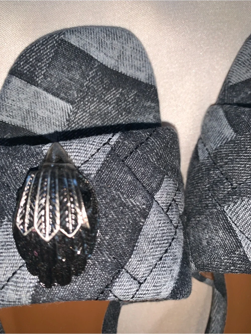 Kurt Geiger KENSING Quilted BLUE DENIM Open-Toe Slide Mules. 
size 9 - Picture 3 of 8